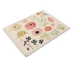 Placemat 42x32 cm - katoen linnen - vogel patroon - beschermt eettafel tegen vlekken - m-winkel
