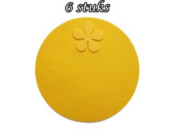 Placemat - 6 stuks - Vilt - Rond 37 cm - Geel