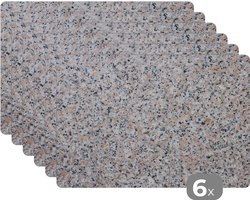Placemat - Anti-slip - Graniet - Stenen - Bruin - Zwart - Placemats kunststof - Tafelbeschermer - 45x30 cm - Afneembaar - Onderlegger