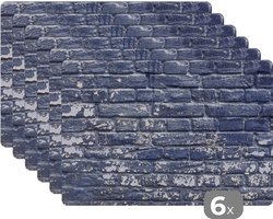 Placemat - Bakstenen - Verf - Muur - Stenen - Onderzetter - Placemat onderzetter - Tafelbeschermer -45x30 cm - 6 stuks