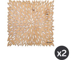 Placemat BIRCH Pinnate leaves, SET/2, 36x36cm, licht bruin