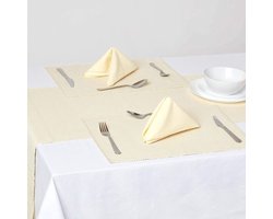 Placemat, crème, set van 2 placemats 30 x 45 cm, 100% katoen, geribbeld, hoekig, wasbaar Merk: HOMESCAPES