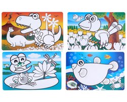 Placemat dieren placemats set van 12 multicolor dierenprint kunststof.