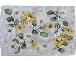 Placemat - Gobelinstof - luxe gobelinstof - Solis - Gele bloemen - Boterbloem - Margrietjes - Loper 42.5 x 48.5 cm