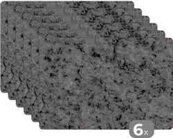 Placemat - Graniet - Steen - Zwart - Wit - 45x30 cm - Placemats kunststof - Kamerdecoratie