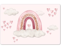 Placemat kinderen 45x30 cm - 1 stuk - Roze regenboog - Grote placemats kunststof - Kinder werkmat bureau - Knutselmat kind - Tekenmat anti slip - Knutsel kleurmat groot - Knutselspullen versiering - Onderlegger voor knutselen en DIY - Hobby mat