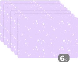 Placemat kinderen 45x30 cm - Paarse sterren - Placemats kunststof paars - Kinder bureaumat - Knutselmat kind - Tekenmat anti slip - Knutsel onderleggers - Peuter kleurmat - Kinderplacemat baby - Onderlegger voor knutselen - Kinderspeelgoed