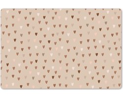 Placemat kinderen 60x40 cm - 1 stuk - Hartje beige - Grote placemats kunststof - Kinder werkmat bureau - Knutselmat kind - Tekenmat anti slip - Knutsel kleurmat groot - Knutselspullen - Onderlegger voor knutselen DIY