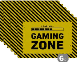 Placemat kinderen - Placemat - Placemats kunststof - Gaming - Quotes - Controller - Gaming zone - Game - 45x30 cm - 6 stuks - Hittebestendig - Anti-Slip - Onderlegger - Afneembaar