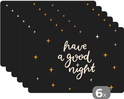 Placemat kinderen - Placemat - Placemats kunststof - Spreuken - Have a good night - Kinderen - Quotes - Kids - Baby - 45x30 cm - 6 stuks - Hittebestendig - Anti-Slip - Onderlegger - Afneembaar