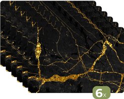Placemat marmer - Goud - Luxe - Marmerlook - Placemats - Placemat antislip - Onderleggers tafel - Tafelbeschermer - 45x30 cm - Keuken - Onderleggers borden