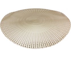 Placemat - mat goud - rond - 6x stuks - 40 cm - kunststof - onderlegger - Tafeldecoratie