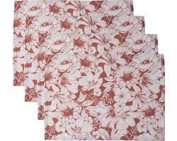 Placemat met bloemenprint - Terra - set van 4 - 45x35cm - Stoffen placemats - Wasbaar - Feestdecoratie - Tafeldecoratie