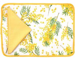 Placemat met Servet - Tafelset Keukenlinnen - Ontbijt Aankleden - Gevoerd Katoen - 35x50 cm en 30x30 cm - Geel Mimosa