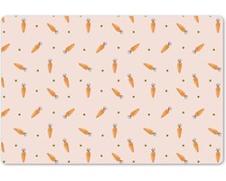 Placemat met wortel patroon 45x30 cm - Grote placemats kunststof - Kinder werkmat bureau - Knutselmat kind - Tekenmat anti slip - Knutsel kleurmat groot - Knutselspullen - Onderlegger voor knutselen en DIY - Hobby mat oranje voor kinderen