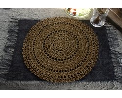 Placemat onderzetters pannen - 38 cm - naturel - pomax - placemat camel - placemats - onderzetter - placemat rond - onderzetters pannen - woonaccessoires - tafelaccessoires