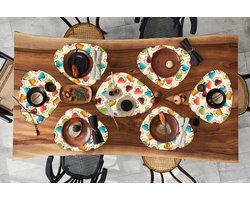 Placemat organisch - Placemats organic - Onderleggers - Design - Retro - Theepot - Kleuren - 10 stuks