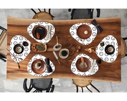 Placemat organisch - Placemats organic - Onderleggers - Klok - Patronen - Minimalisme - 6 stuks