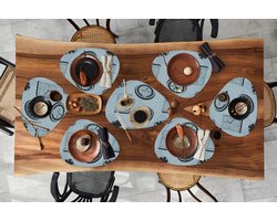 Placemat organisch - Placemats organic - Onderleggers - Klok - Patronen - Vintage - 10 stuks