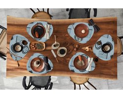 Placemat organisch - Placemats organic - Onderleggers - Klok - Patronen - Vintage - 6 stuks