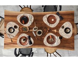 Placemat organisch - Placemats organic - Onderleggers - Londen - Klok - Patroon - Vintage - 6 stuks