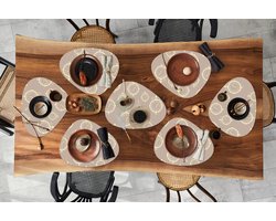 Placemat organisch - Placemats organic - Onderleggers - Londen - Klok - Patroon - Vintage - 8 stuks