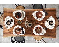 Placemat organisch - Placemats organic - Onderleggers - Marmer print - Beige - Lijn - 6 stuks