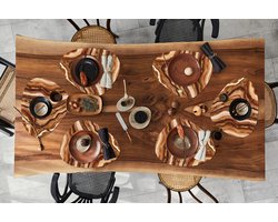 Placemat organisch - Placemats organic - Onderleggers - Marmer print - Bruin - Beige - 6 stuks