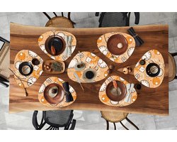 Placemat organisch - Placemats organic - Onderleggers - Patronen - Klok - Zandloper - 10 stuks