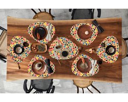 Placemat organisch - Placemats organic - Onderleggers - Patronen - Koffie - Theepot - Retro - 10 stuks