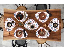 Placemat organisch - Placemats organic - Onderleggers - Patronen - Thee - Rozen - Theepot - 8 stuks