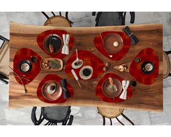 Placemat organisch - Placemats organic - Onderleggers - Patroon - Abstract - Rood - 10 stuks