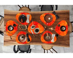 Placemat organisch - Placemats organic - Onderleggers - Verf - Oranje - Abstract - Patronen - 8 stuks