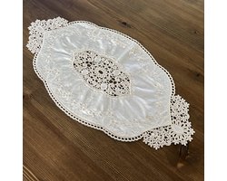Placemat - Ovaal - Fluweel met kantrand - 55 x 35 cm