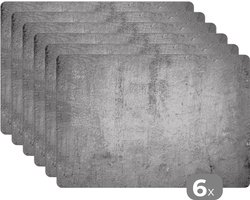 Placemat - Placemats kunststof - 45x30 cm - Beton - Grijs - Patroon - Vintage - Industrieel - 6 stuks - Borden onderleggers antislip - Tafel decoratie - Luxe tafelversiering - Tafelmat vinyl - Bord onderlegger - Tafeldecoratie accessoires