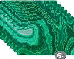 Placemat - Placemats kunststof - 45x30 cm - Geode - Groen - Agaat - Stenen - 6 stuks - Borden onderleggers antislip - Tafel decoratie - Luxe tafelversiering - Tafelmat vinyl - Bord onderlegger - Tafeldecoratie accessoires