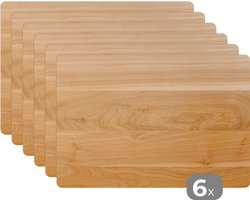 Placemat - Placemats kunststof - 45x30 cm - Hout structuur van licht en glad hout - 6 stuks - Borden onderleggers antislip - Tafel decoratie - Luxe tafelversiering - Tafelmat vinyl - Bord onderlegger - Tafeldecoratie accessoires