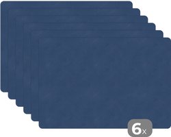Placemat - Placemats kunststof - 45x30 cm - Inductie beschermer - Leer - Blauw - Dierenhuid - 6 stuks - Borden onderleggers antislip - Tafel decoratie - Luxe tafelversiering - Tafelmat vinyl - Bord onderlegger - Tafeldecoratie accessoires