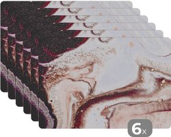 Placemat - Placemats kunststof - 45x30 cm - Steen - Marmer - Edelsteen - Abstract - Natuur - Roze - 6 stuks - Borden onderleggers antislip - Tafel decoratie - Luxe tafelversiering - Tafelmat vinyl - Bord onderlegger - Tafeldecoratie accessoires