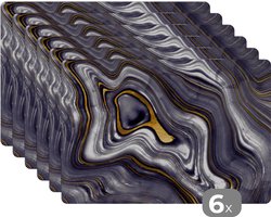 Placemat - Placemats kunststof - 45x30 cm - Stenen - Agaat - Geode - Marmer - 6 stuks - Borden onderleggers antislip - Tafel decoratie - Luxe tafelversiering - Tafelmat vinyl - Bord onderlegger - Tafeldecoratie accessoires