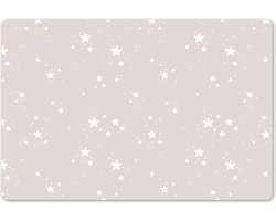 Placemat - Placemats kunststof - 60x40 cm - Sterren - Beige - Wit - Patronen - 1 stuk - Borden onderleggers antislip - Tafel decoratie - Luxe tafelversiering - Tafelmat vinyl - Bord onderlegger - Tafeldecoratie accessoires