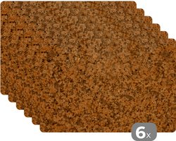 Placemat - Placemats kunststof - Graniet - Steen - Oranje - 45x30 cm - 6 stuks - Hittebestendig - Anti-Slip - Onderlegger - Afneembaar