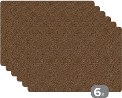 Placemat - Placemats kunststof - Graniet - Steen - Patroon - 45x30 cm - 6 stuks - Hittebestendig - Anti-Slip - Onderlegger - Afneembaar