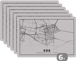 Placemat - Placemats kunststof - Kaart - Ede - Nederland - 45x30 cm - 6 stuks - Hittebestendig - Anti-Slip - Onderlegger - Afneembaar