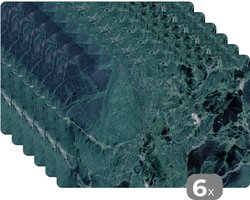 Placemat - Placemats kunststof - Marmer - Steen - Textuur - Marmerlook - Design - 45x30 cm - 6 stuks - Hittebestendig - Anti-Slip - Onderlegger - Afneembaar