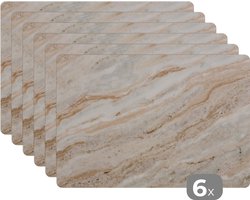 Placemat - Placemats kunststof - Marmer - Stenen - Kwarts - Textuur - 45x30 cm - 6 stuks - Hittebestendig - Anti-Slip - Onderlegger - Afneembaar