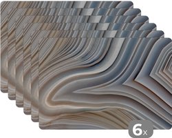 Placemat - Placemats kunststof - Marmerlook - Steen - Lijnen - Luxe - Marmer - 45x30 cm - 6 stuks - Hittebestendig - Anti-Slip - Onderlegger - Afneembaar