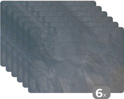 Placemat - Placemats kunststof - Muur - Blauw - Oranje - Beton - 45x30 cm - 6 stuks - Hittebestendig - Anti-Slip - Onderlegger - Afneembaar