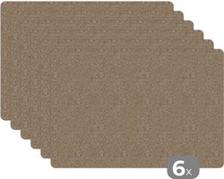 Placemat - Placemats kunststof - Patroon - Graniet - Steen - 45x30 cm - 6 stuks - Hittebestendig - Anti-Slip - Onderlegger - Afneembaar
