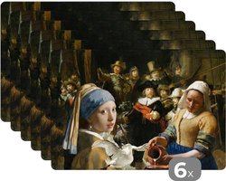 Placemat - Placemats kunststof - Schilderij - Oude Meesters - Zwaan - 45x30 cm - 6 stuks - Hittebestendig - Anti-Slip - Onderlegger - Afneembaar